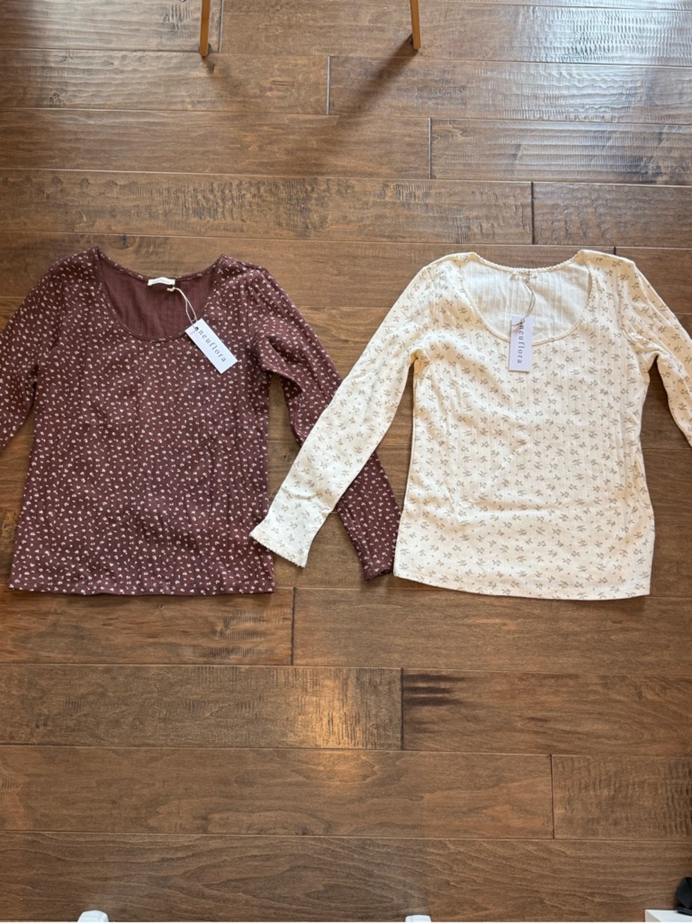Neuflora Mallory floral pointelle Long-Sleeve 2 piece set size small